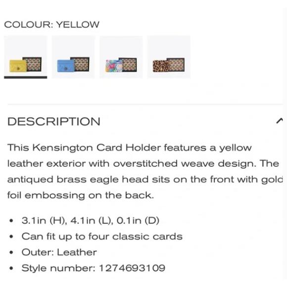 Kurt Geiger Kensington Card Holder in Bright Yellow - Picture 5 of 5